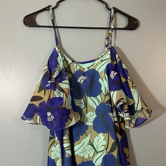 ANTHROPOLOGIE Judith March Top‎ Flutter Sleeve Woman Small Floral Tassels Resort - Picture 5 of 8